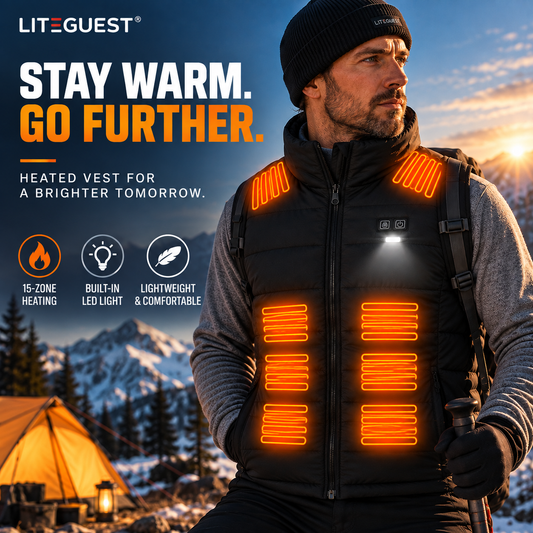 LITEGUEST 15-Zone Dual Control LED Safety Heated Vest | USB Heating