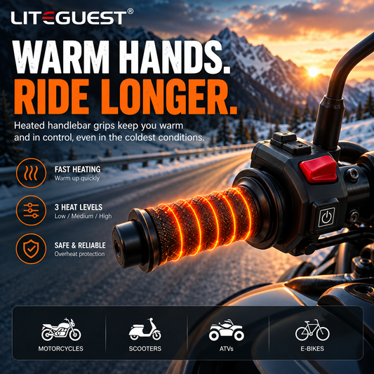 LITEGUEST Heated Handlebar Grips | 12V Motorcycle Grip Warmers
