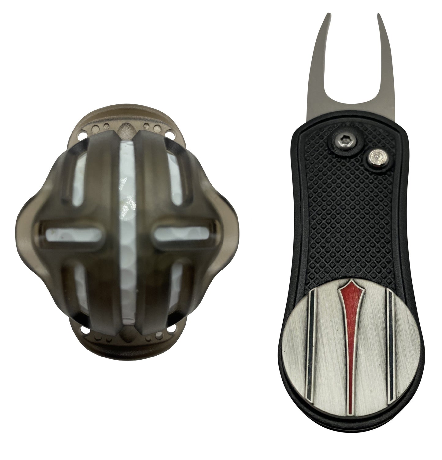 Red Arrow Putt Alignment Ball Marker with Magnetic Hat Clip, Divot Tool and Ball Stencil - Custom Golf Ball Marker