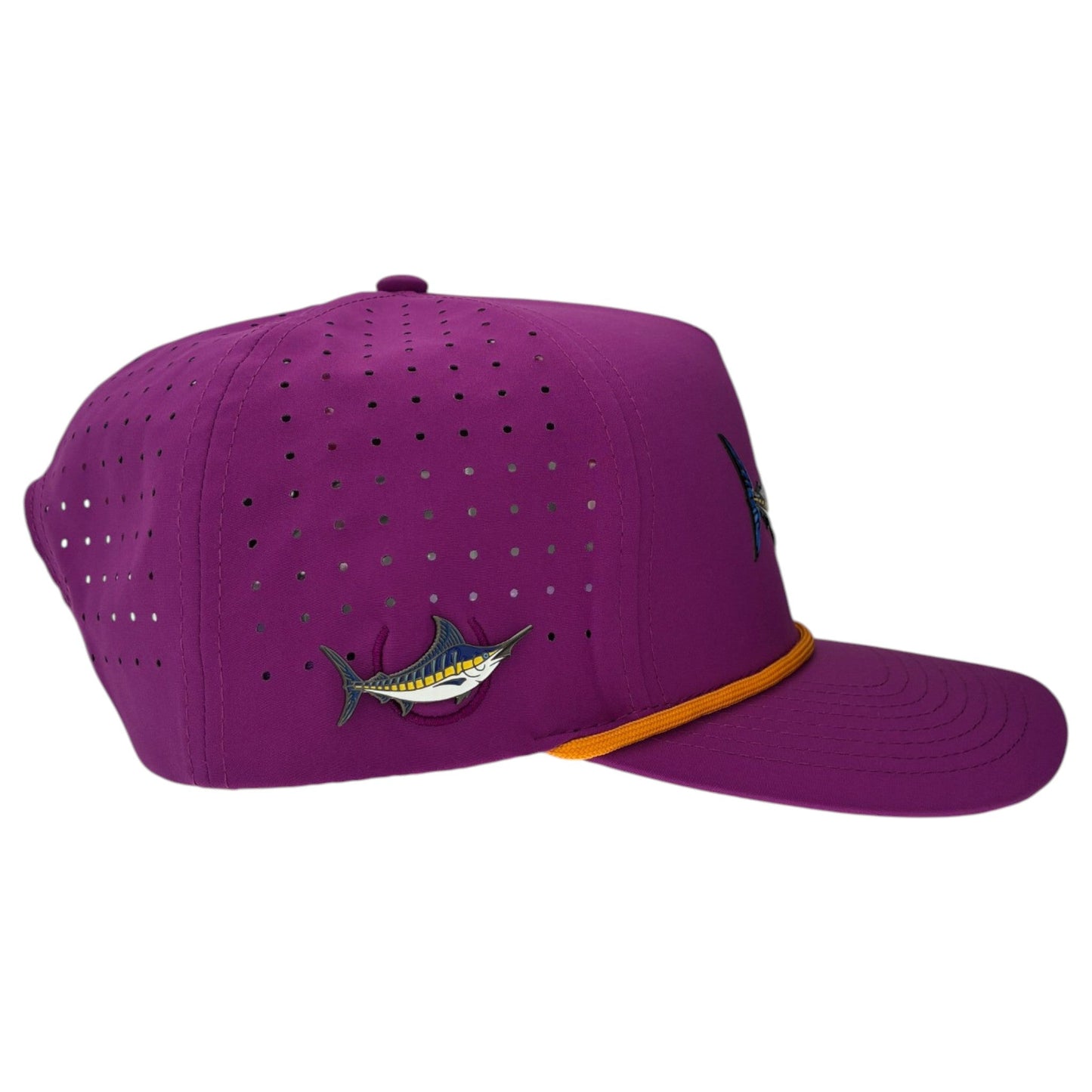 Marlin Golf Hat | Snapback Cap | Built-in Magnetic Ball Marker Holder + Marker Included | Adjustable Purple