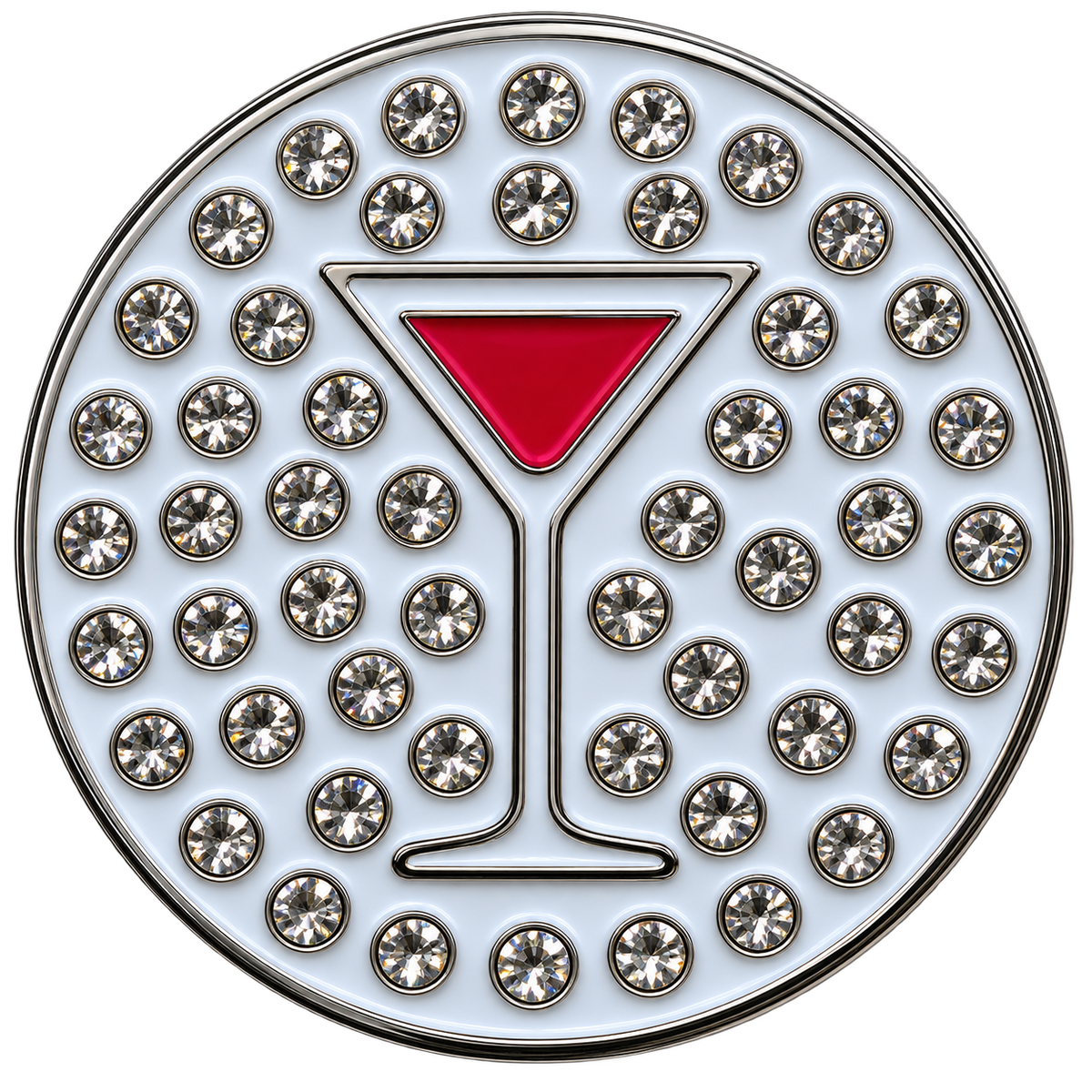 Martini (Pink Cosmopolitan) Ball Marker & Hat Clip with Crystals by ReadyGOLF