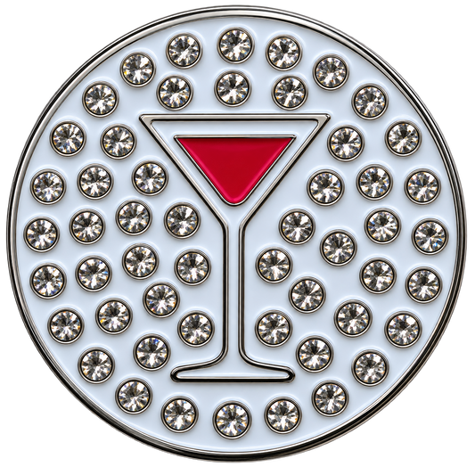 Martini (Pink Cosmopolitan) Ball Marker & Hat Clip with Crystals by ReadyGOLF