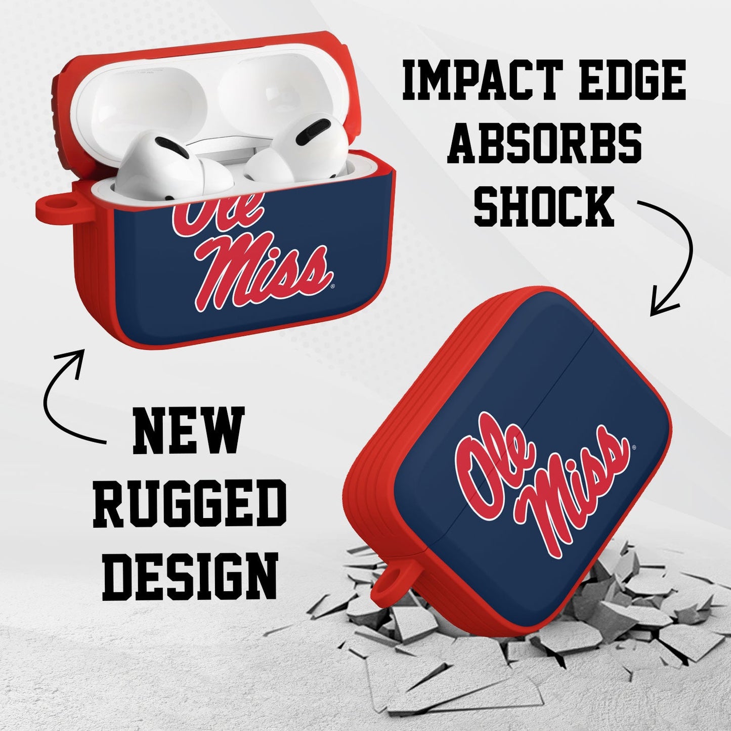 Mississippi Ole Miss Rebels HDX AirPods Pro 1 & 2 Case Cover
