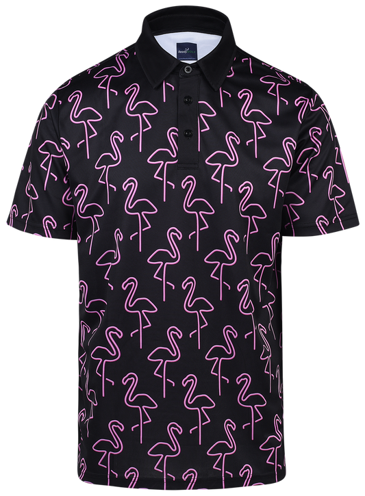 Neon Flamingos Mens Golf Polo Shirt by ReadyGOLF