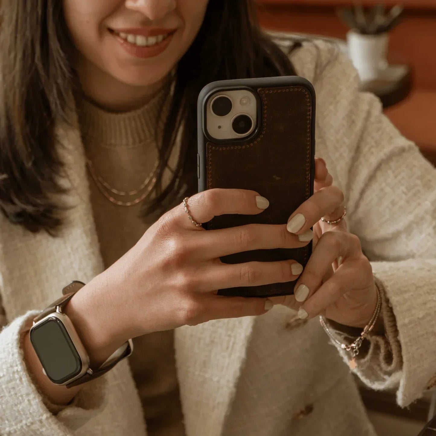 iPhone 16 Series Dark Brown Wallet Case - New York