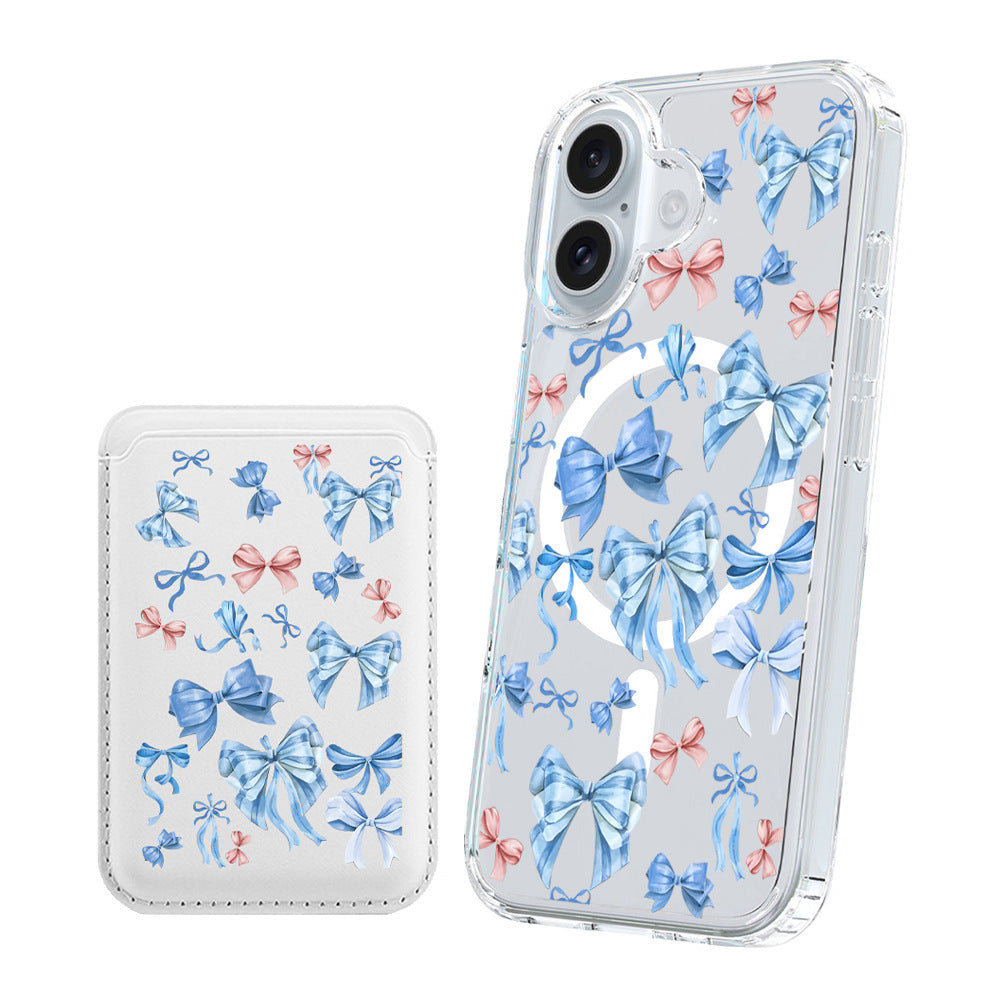 Cherry Bow Magnetic Card iPhone Case – TPU+PC | iPhone 16/15/14/13