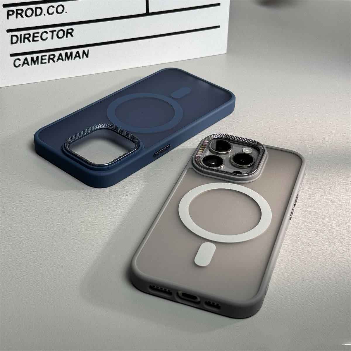 Magnetic iPhone Case – Metal Diamond Pattern | Skin-Friendly Protective Cover