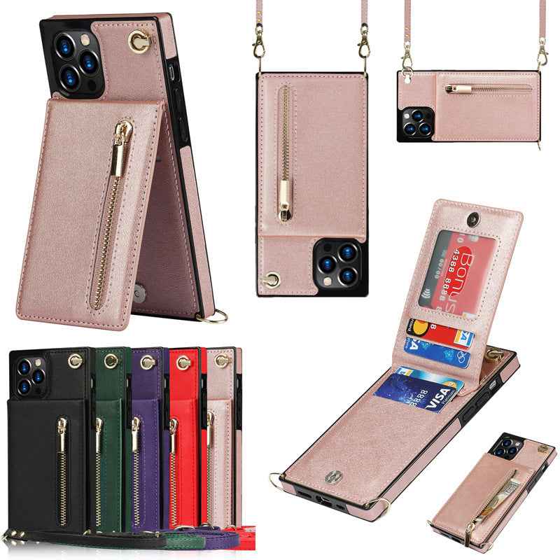 iPhone Crossbody Zipper Card Slot Case