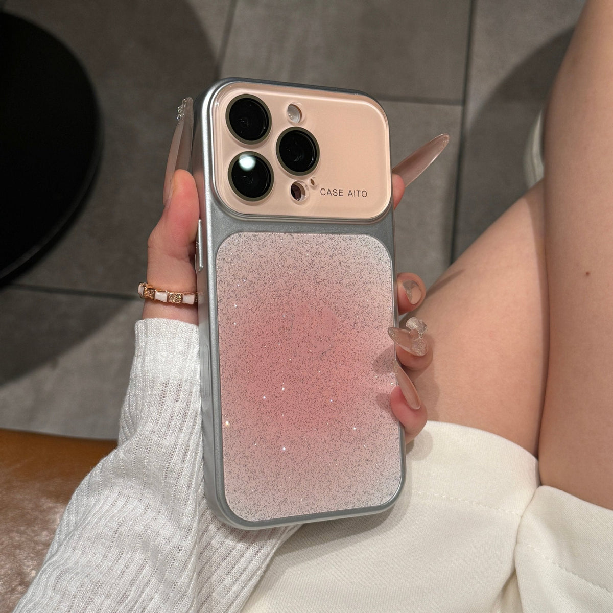 iPhone Gradient Glitter Case with Crystal Lens – iPhone 17 / 16 / 15 / 14 / 13 / 12