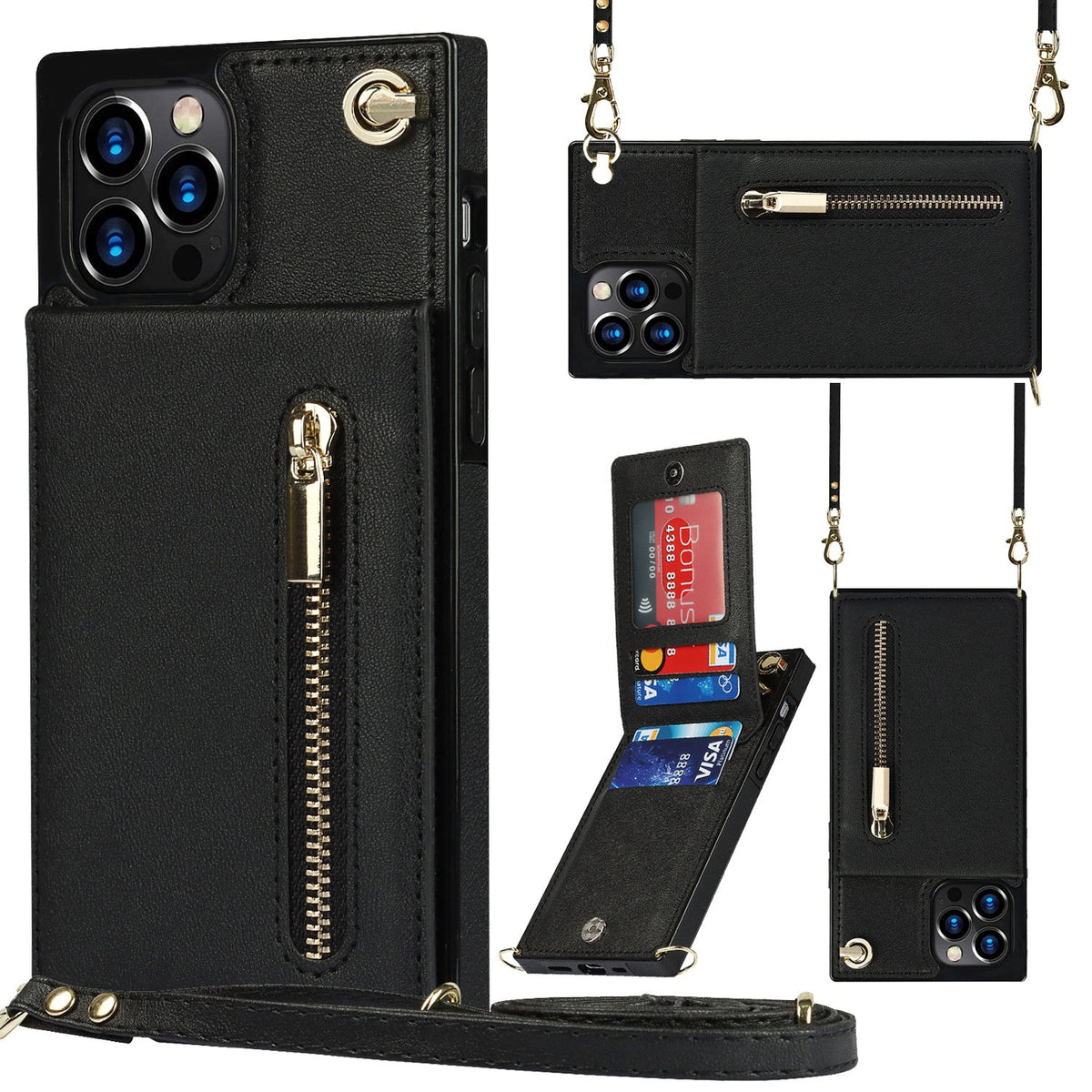 iPhone Crossbody Zipper Card Slot Case