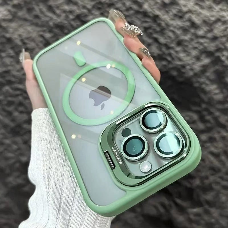 Clear Acrylic Magnetic iPhone Case with Lens Holder for iPhone 12-17 Series