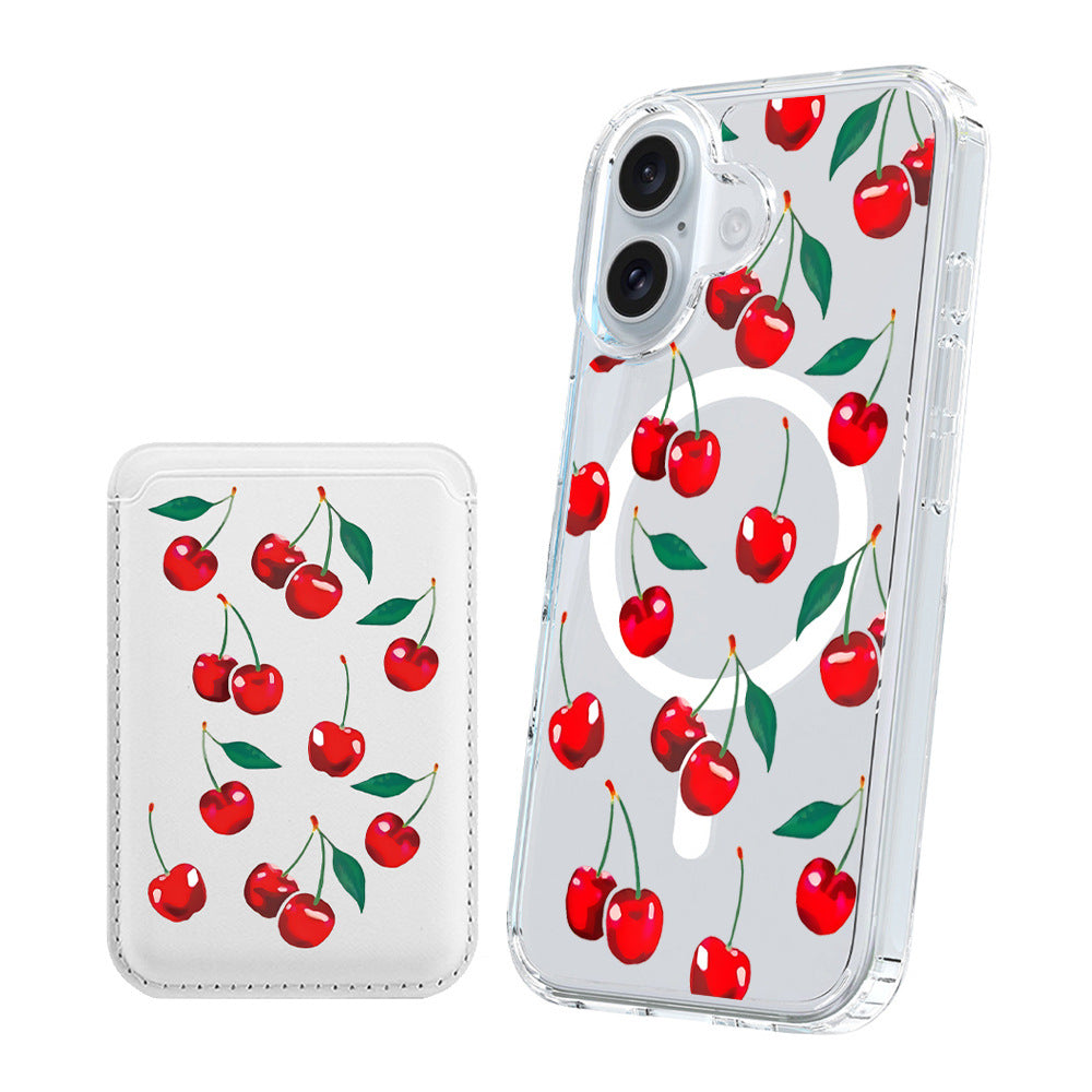 Cherry Bow Magnetic Card iPhone Case – TPU+PC | iPhone 16/15/14/13