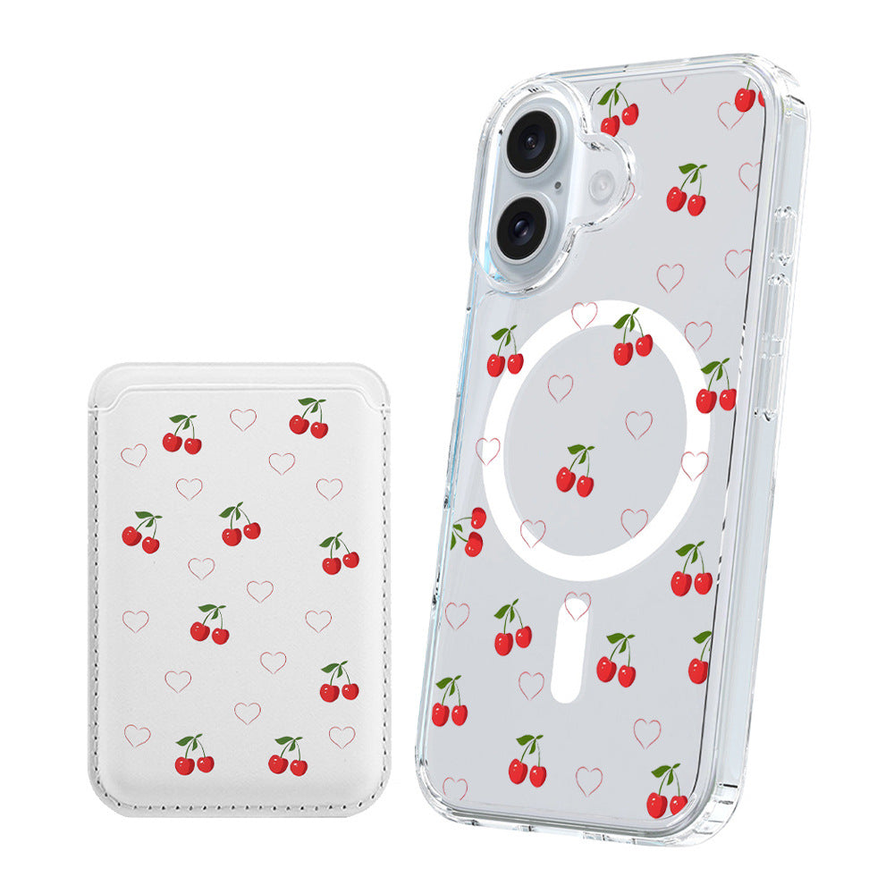 Cherry Bow Magnetic Card iPhone Case – TPU+PC | iPhone 16/15/14/13