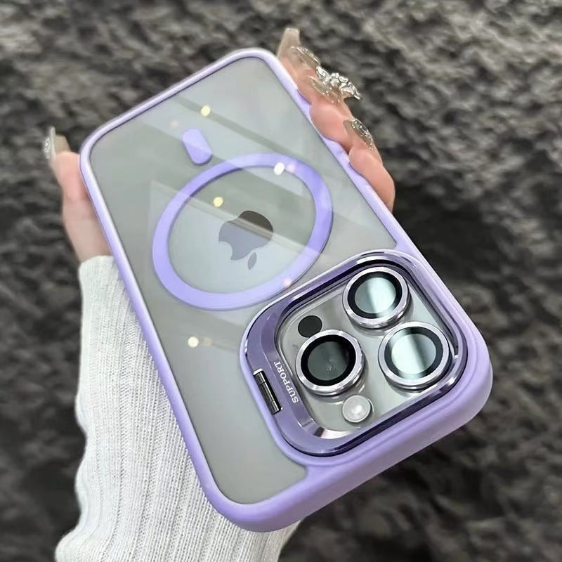 Clear Acrylic Magnetic iPhone Case with Lens Holder for iPhone 12-17 Series