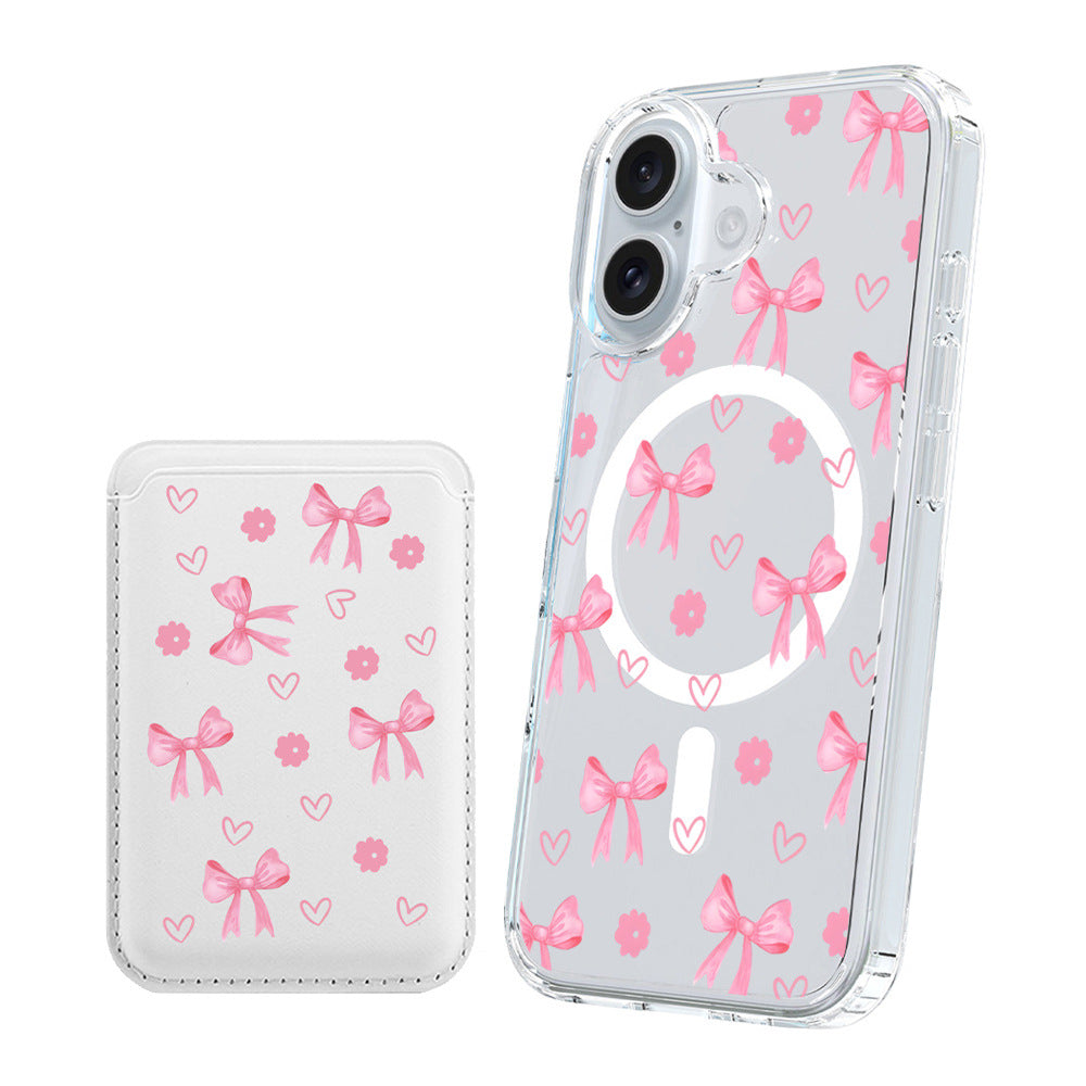 Cherry Bow Magnetic Card iPhone Case – TPU+PC | iPhone 16/15/14/13