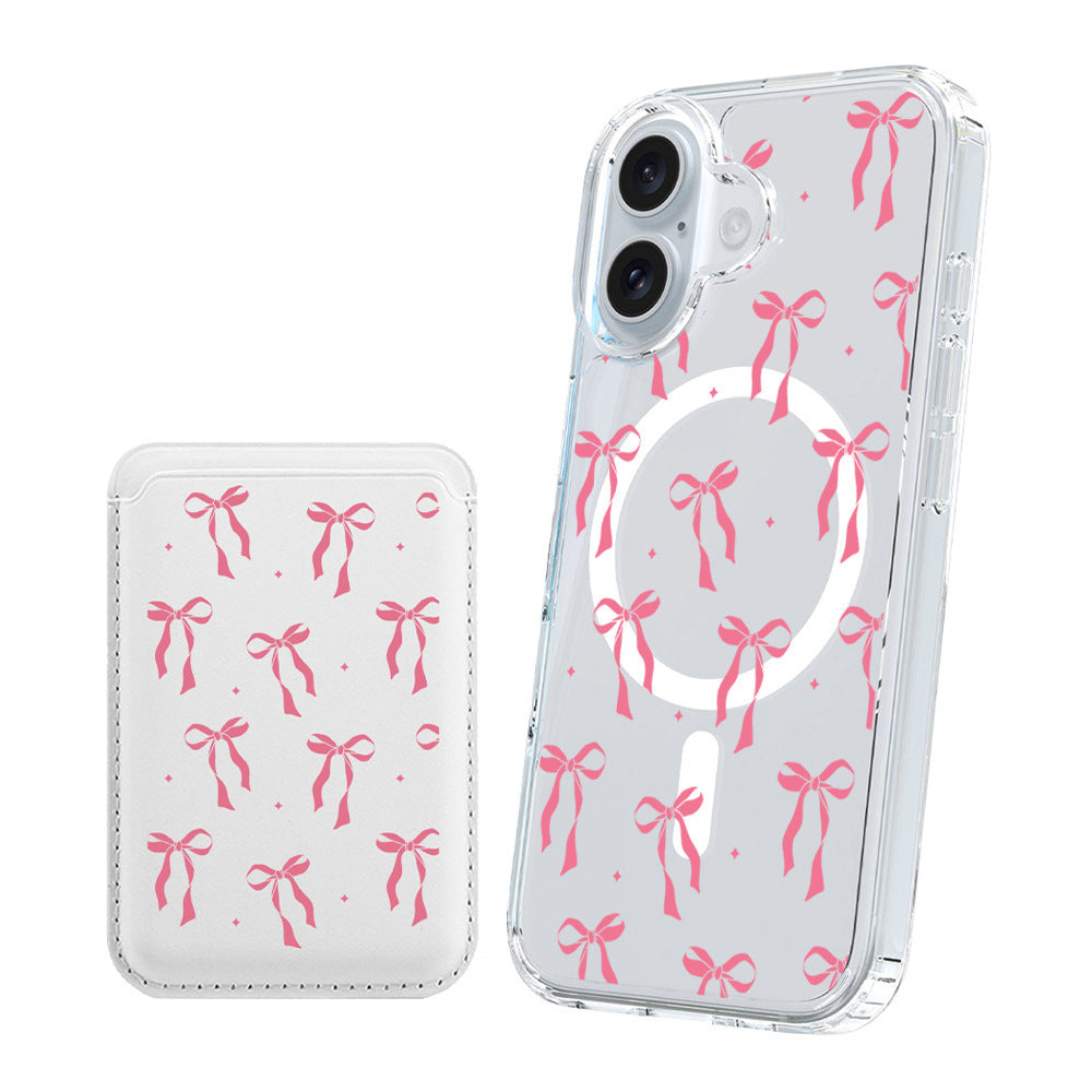 Cherry Bow Magnetic Card iPhone Case – TPU+PC | iPhone 16/15/14/13