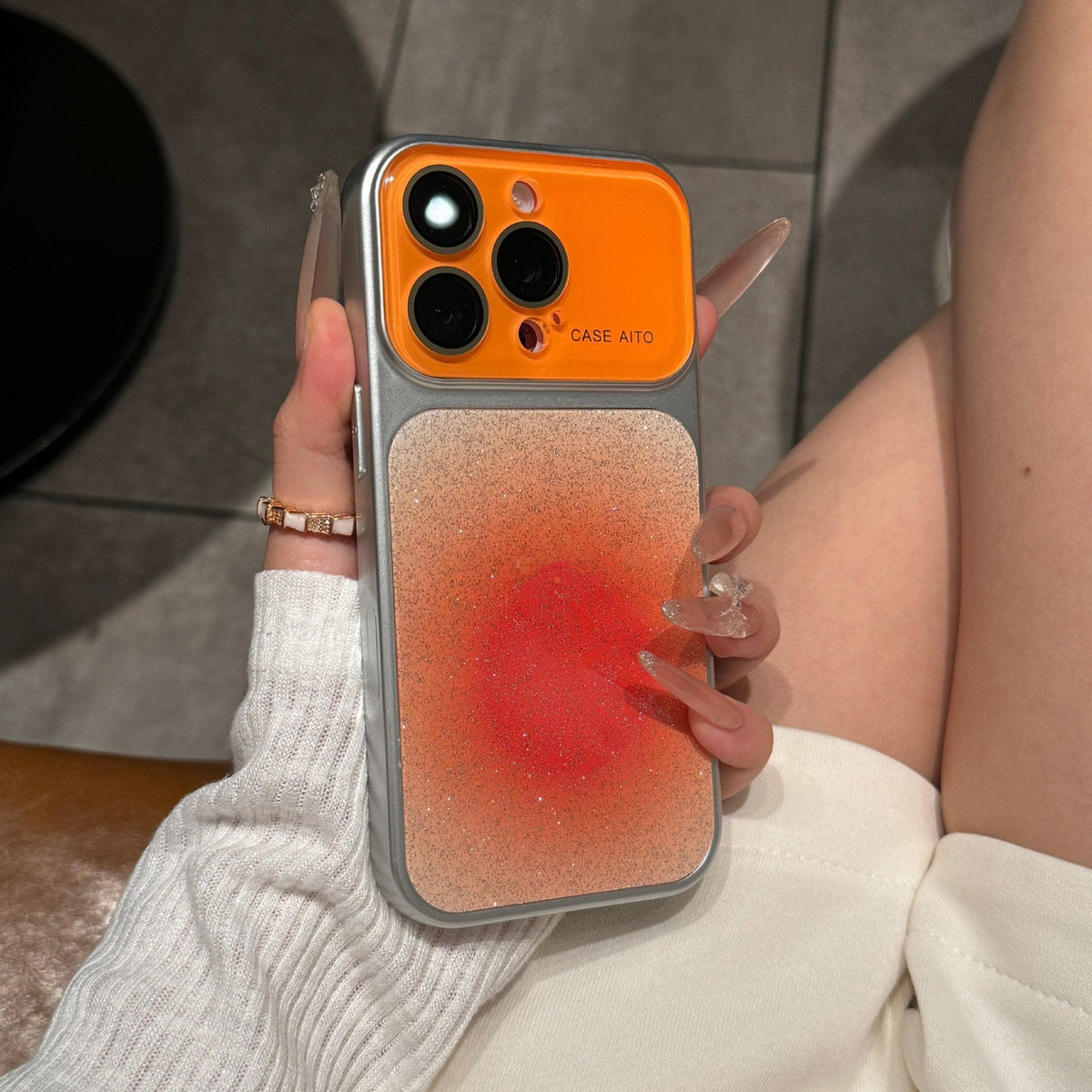 iPhone Gradient Glitter Case with Crystal Lens – iPhone 17 / 16 / 15 / 14 / 13 / 12