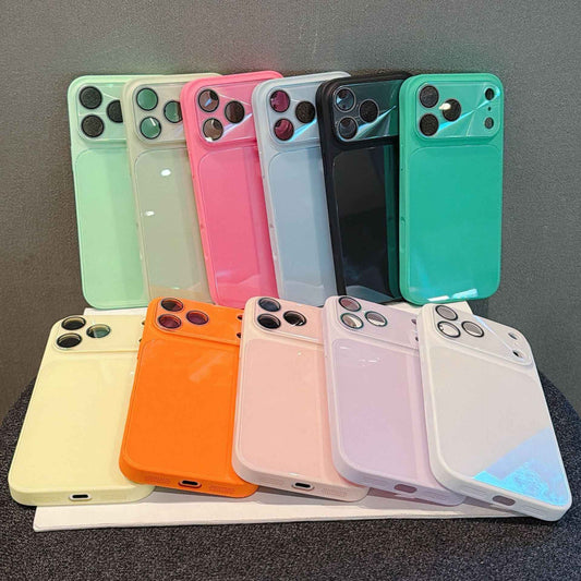 iPhone Ice-Feel Glass Case – Candy Color Full Coverage | iPhone 17 / 16 / 15 / 14 / 13