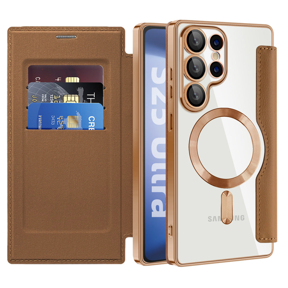 Samsung Galaxy S25 Magnetic Flip Card Leather Case – S25 / S24 / S23 / S22 Series