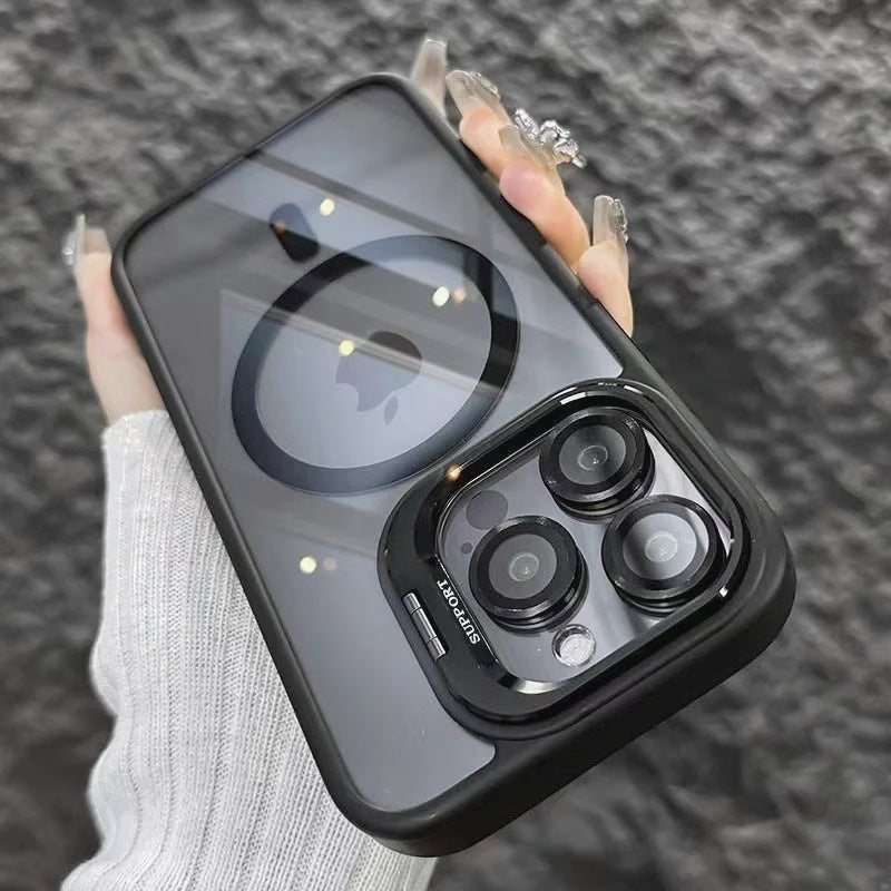 Clear Acrylic Magnetic iPhone Case with Lens Holder for iPhone 12-17 Series