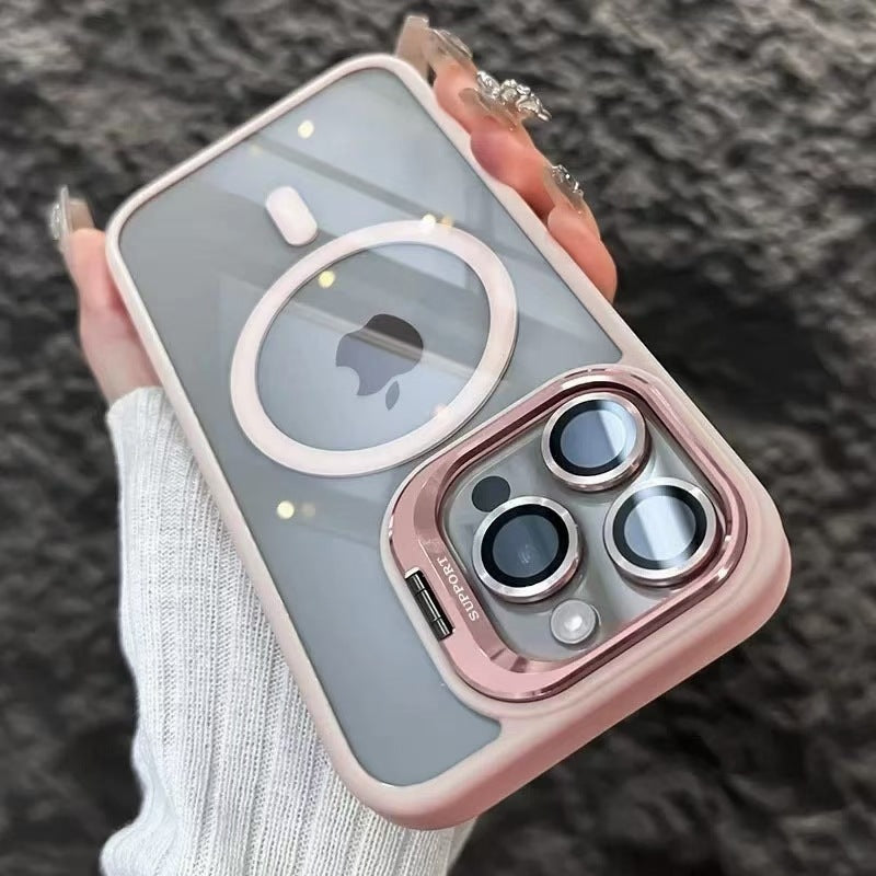 Clear Acrylic Magnetic iPhone Case with Lens Holder for iPhone 12-17 Series