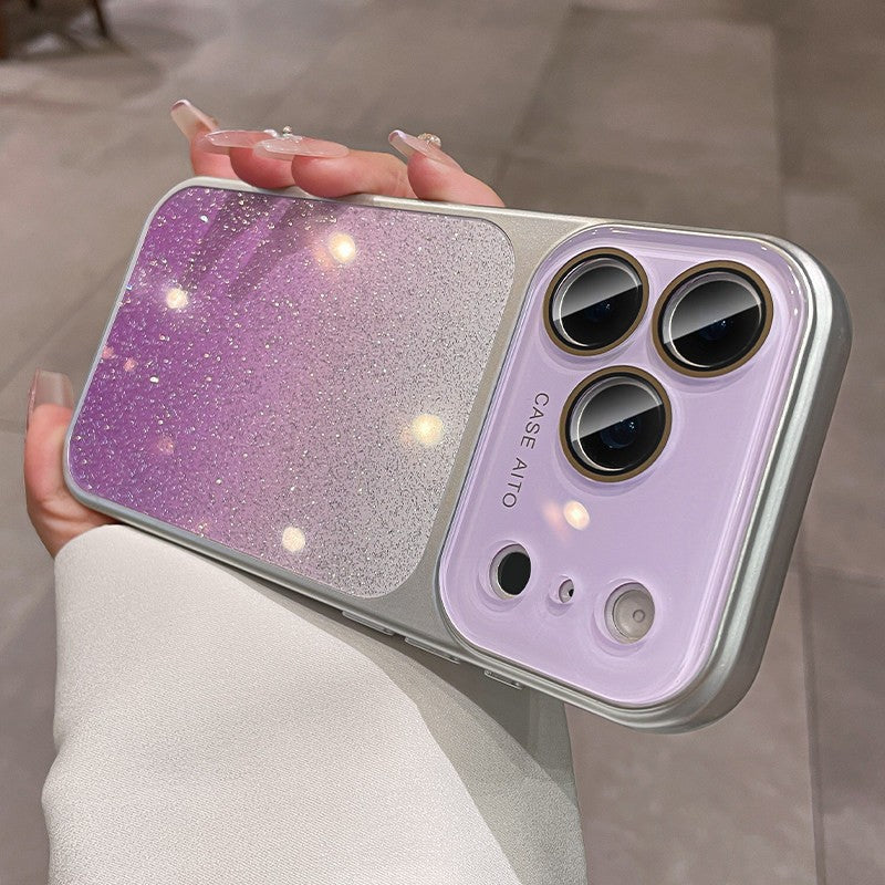 iPhone Gradient Glitter Case with Crystal Lens – iPhone 17 / 16 / 15 / 14 / 13 / 12