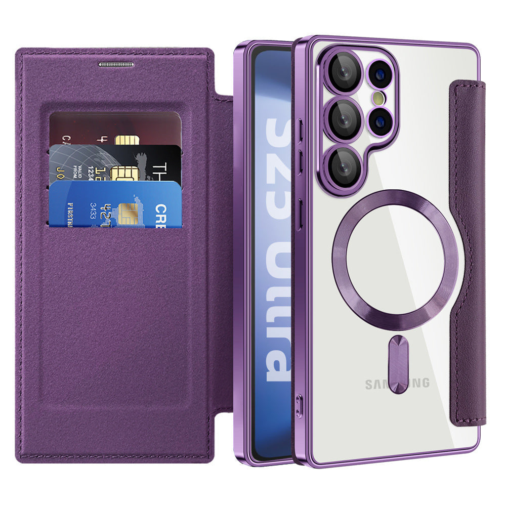 Samsung Galaxy S25 Magnetic Flip Card Leather Case – S25 / S24 / S23 / S22 Series