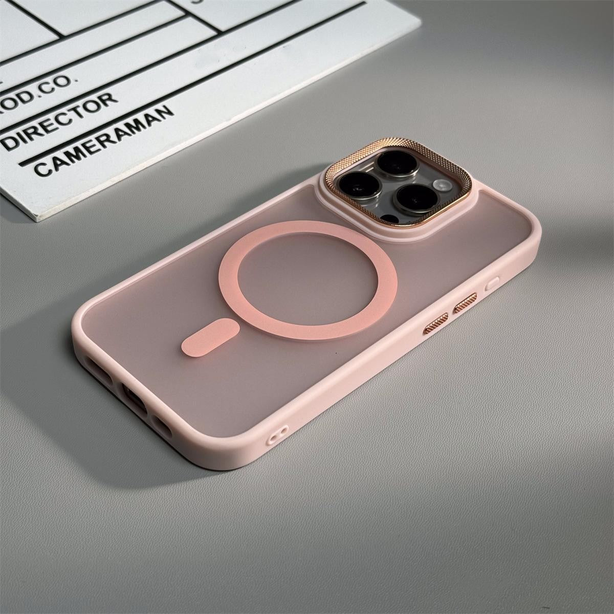 Magnetic iPhone Case – Metal Diamond Pattern | Skin-Friendly Protective Cover