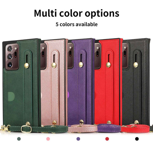 Crossbody Wrist Strap Card Holder Phone Case – Anti-Drop Cover | iPhone 12–16 & Samsung S20–S24 Ultra