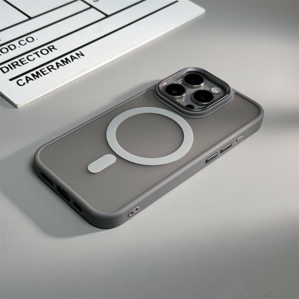 Magnetic iPhone Case – Metal Diamond Pattern | Skin-Friendly Protective Cover
