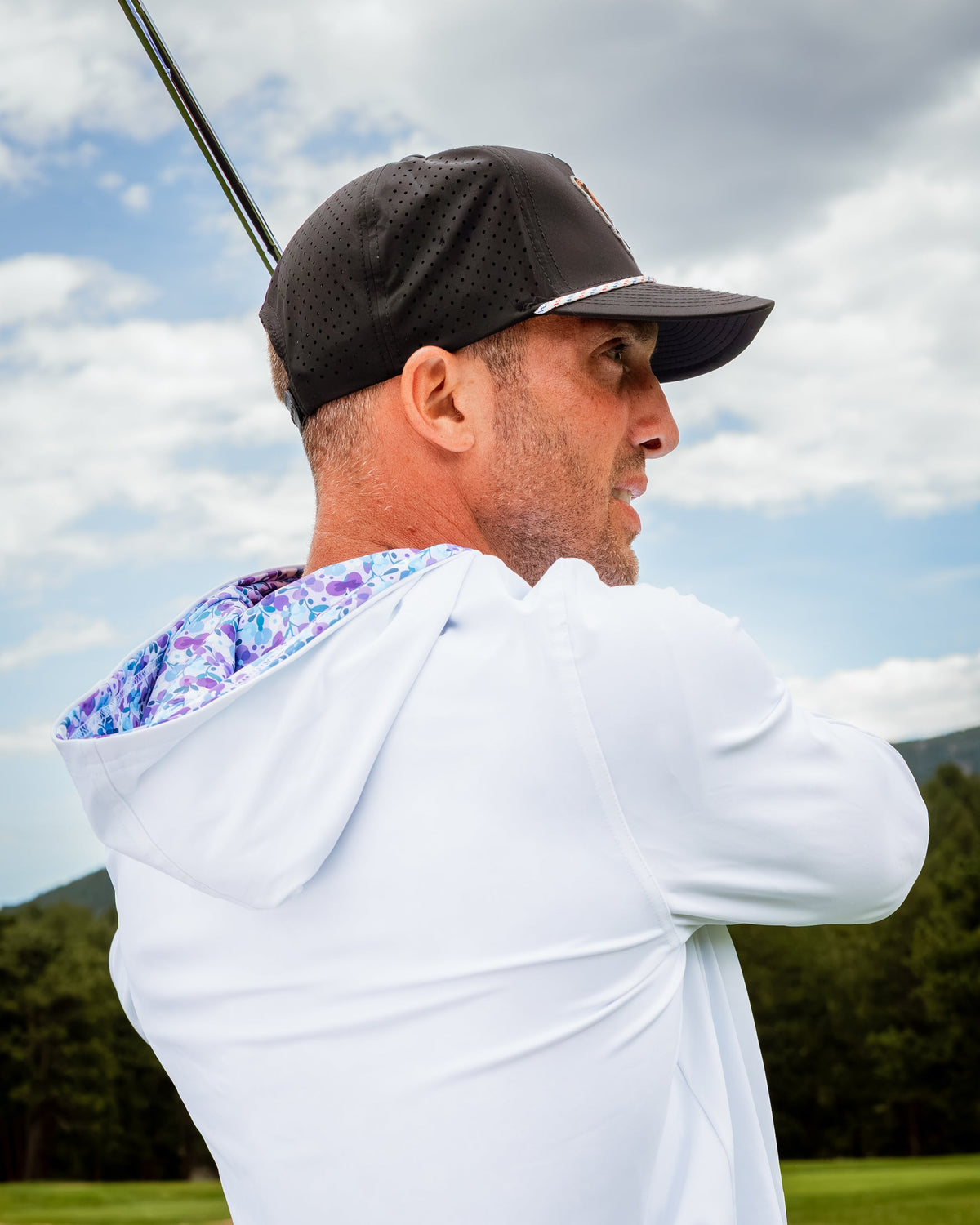 Performance Golf Hoodie - White Petals