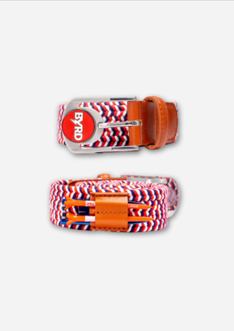 THE BRAIDED BYRD GOLF BELT ♠ Red/White/Blue