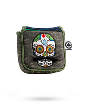 Load image into Gallery viewer, Mustache Sugar Skull - Mallet Putter Cover Green Camo
