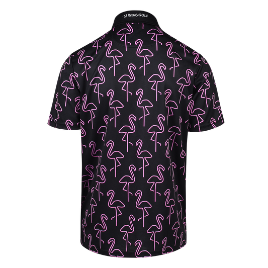 Neon Flamingos Mens Golf Polo Shirt by ReadyGOLF