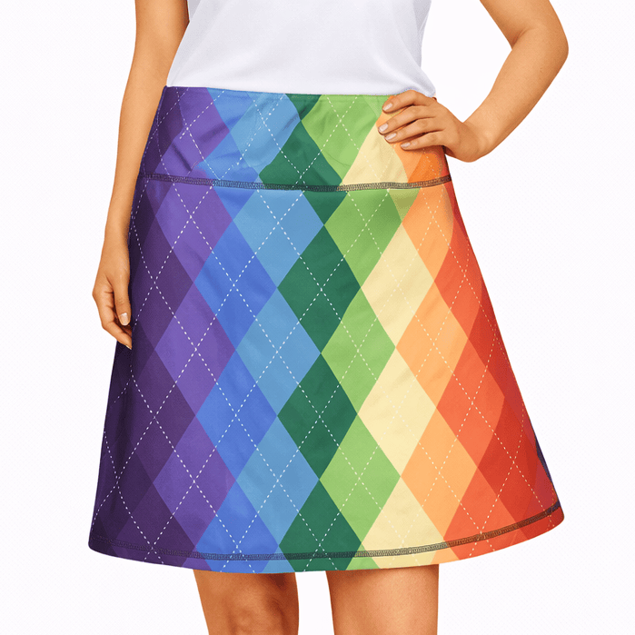 Rainbow Argyle Ladies Active SKORT by ReadyGOLF