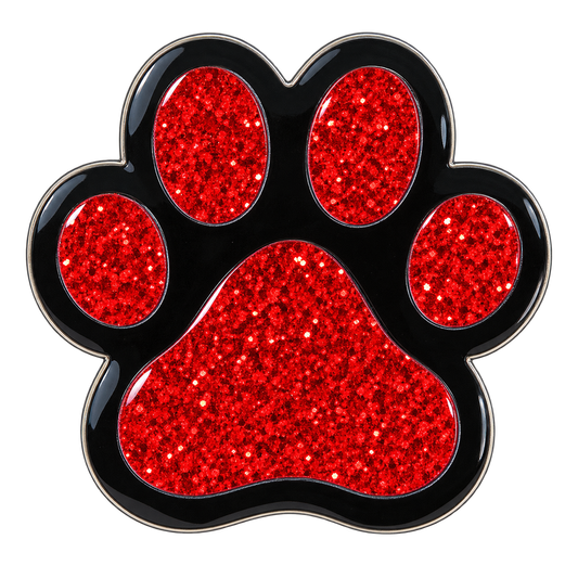 Red Paw Print Glitter Ball Marker & Hat Clip by ReadyGOLF