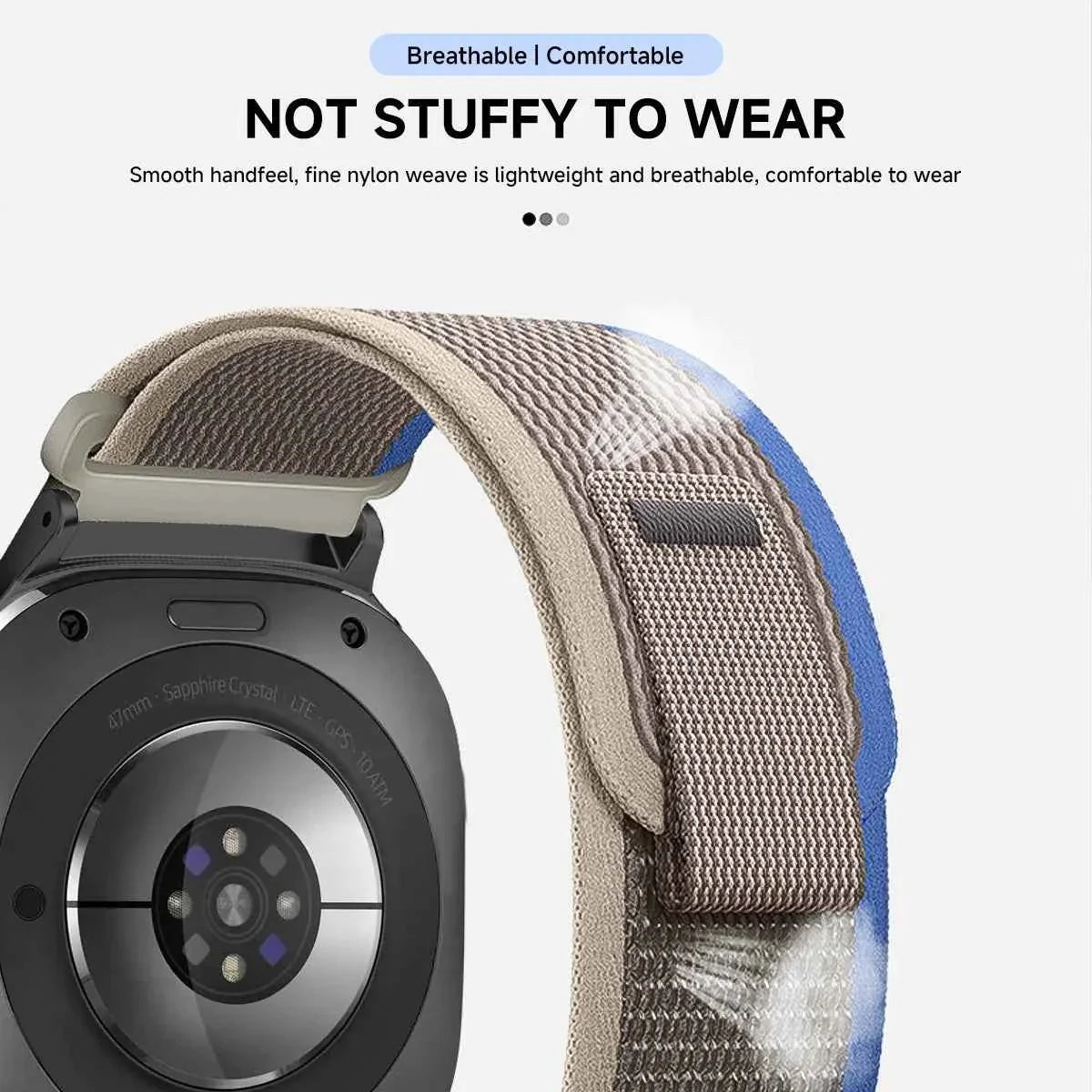 Samsung Galaxy Watch Trail Nylon Loop Band | Watch 9 & 8 40mm 44mm / Watch 8 Classic 46mm / Galaxy Ultra 47mm Sport Strap