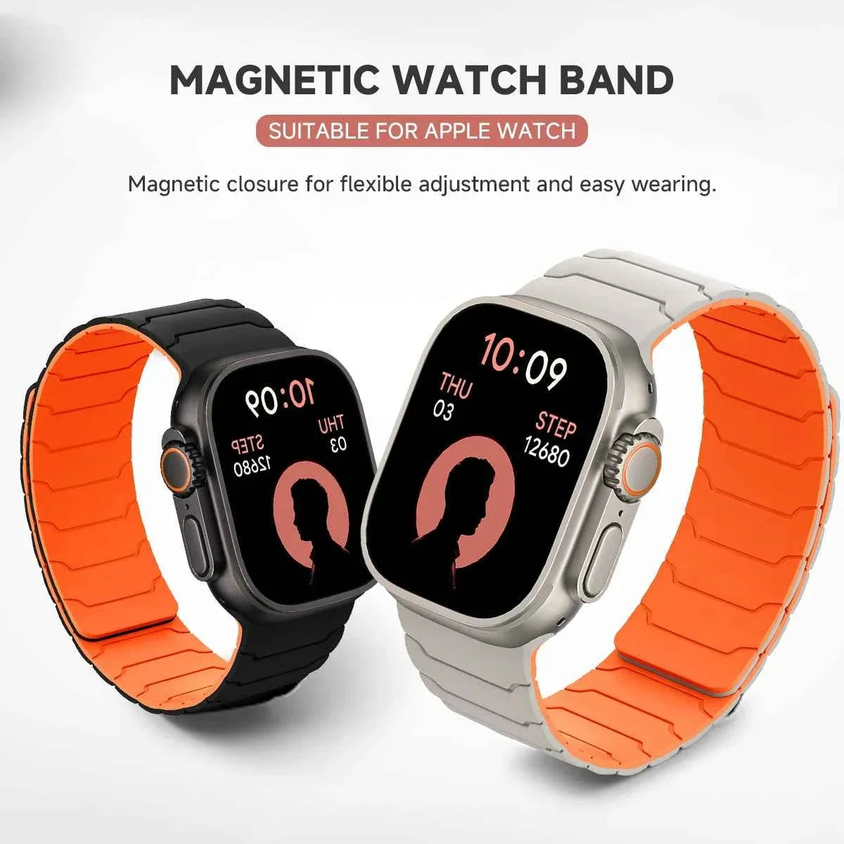 Magnetic Silicone Apple Watch Band – Sport Bracelet | Series 10/9/8/7/6/SE & Ultra | 38-49mm
