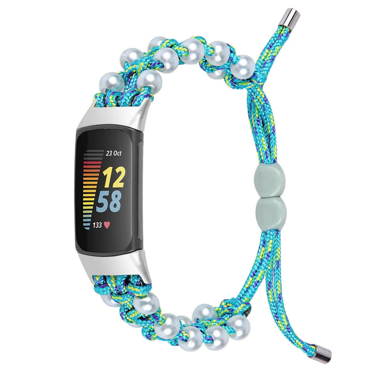 Fitbit Charge 6, 5, 4, 3 & 2 Braided Rope Band with Pearl-Style Beads
