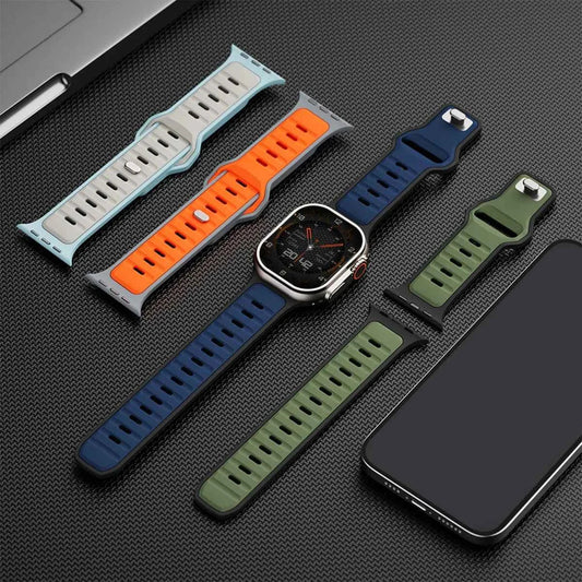 Sport Silicone Apple Watch Band – Dual-Tone | Series 11/10/9/8/7/6/SE & Ultra 1/2/3 | 44/45/46/49mm