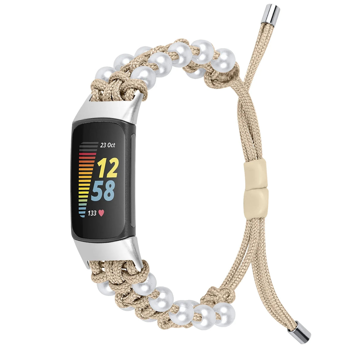 Fitbit Charge 6, 5, 4, 3 & 2 Braided Rope Band with Pearl-Style Beads