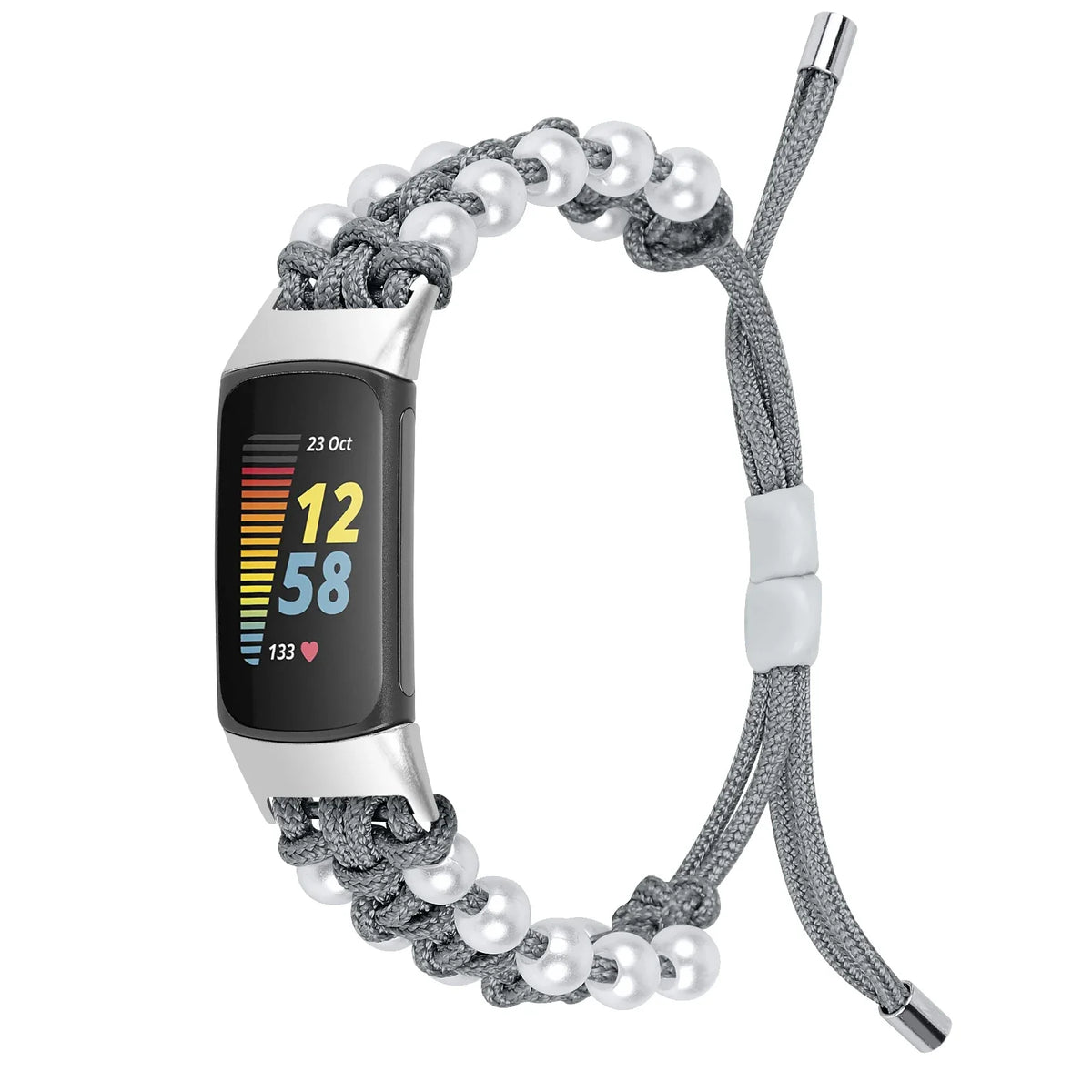 Fitbit Charge 6, 5, 4, 3 & 2 Braided Rope Band with Pearl-Style Beads