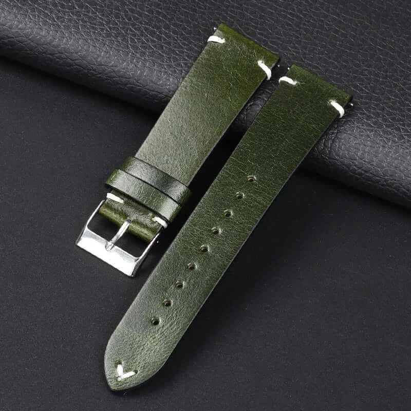 Amazfit Balance, GTR, GTS & Bip Waxed Leather Band, Accent Stitches