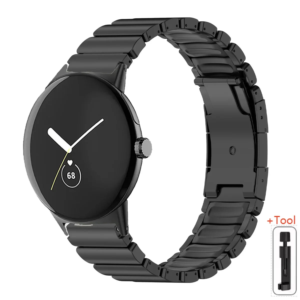 Google Pixel Watch 5, 4 & 3 45mm Titanium & Silicone Link Band