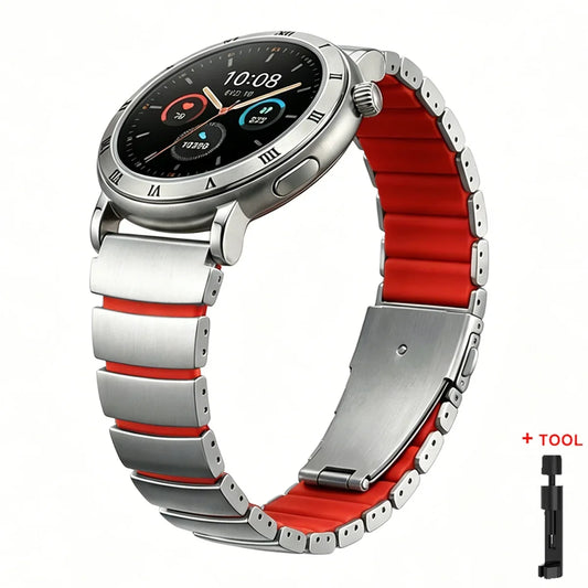 22MM Luxury Titanium Silicone Band for Huawei Watch GT6 Pro / GT5 / GT4 / GT3 & Watch 5 / 4 / 3