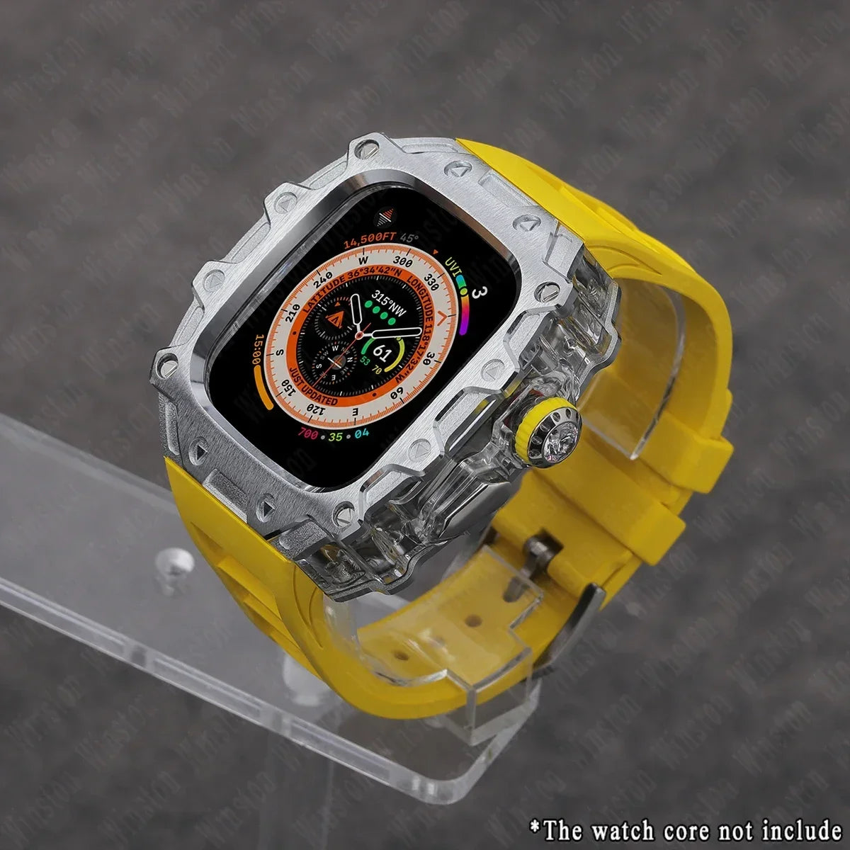 Luxury Modification Kit for Apple Watch Ultra 2/1 49MM – Stainless Steel Case & Rubber Strap
