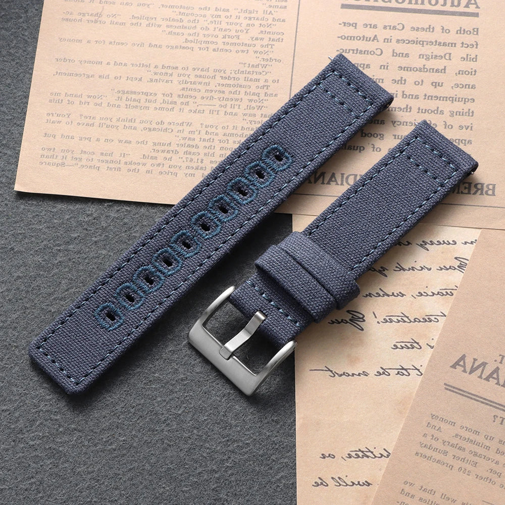 Samsung Galaxy Watch 7, 6, 5, 4 & FE Stitched Canvas Nylon Band