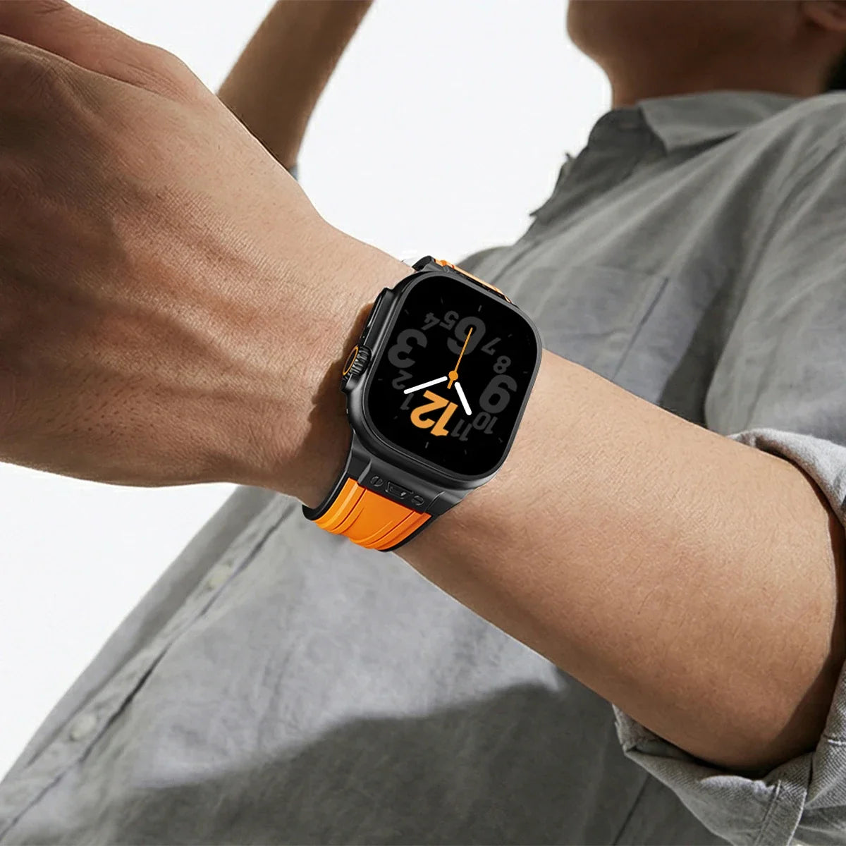 Luxury Sport Silicone Strap for Apple Watch Ultra 3/2 49mm – Series 11/10/9/8/7/6/SE 46/45/44/42mm
