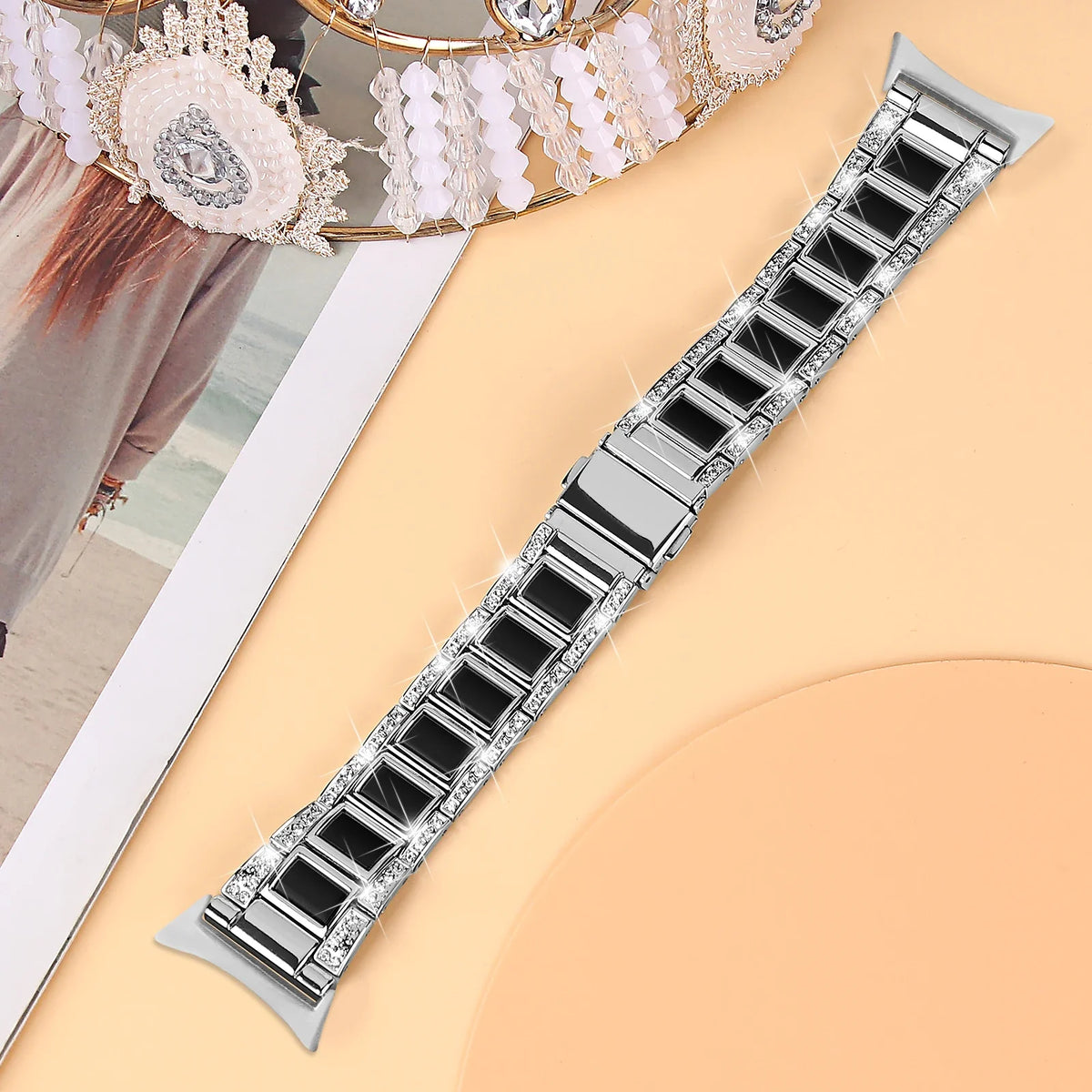 Google Pixel Watch 5, 4 & 3 41mm Resin Inlay Link Bracelet Band