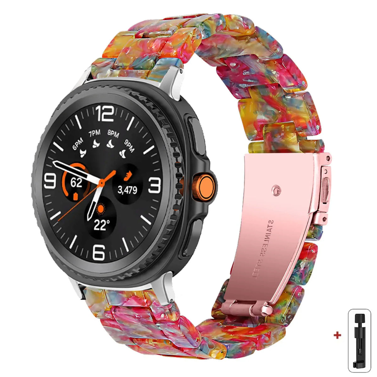 Samsung Galaxy Resin Link Watch Band - Tortoise Women Watch8/Watch8 Classic/Watch9 Ultra/Ultra2